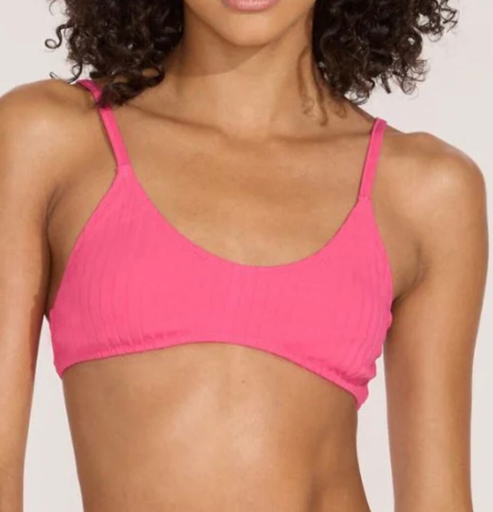 Solid & Striped Orchid The Rachel Solid Rib Bikini Top Swim L NWT